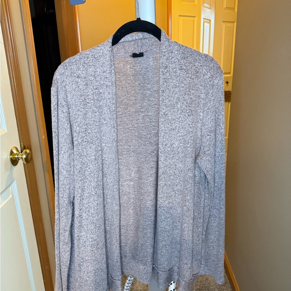 Pink & Gray Open-Front Knit Cardigan Sweater - GUC - L